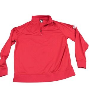 FootJoy Mens Quarter Zip Pullover Red Long Sleeve Golf Jacket‎ Large FJ Logo
